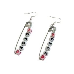 Handmade XOXO Safety Pin Earrings